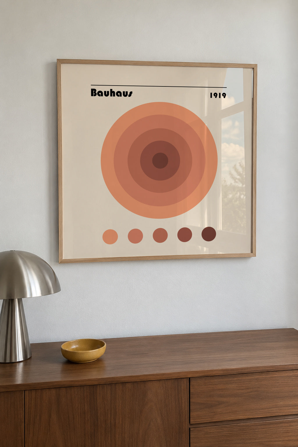 Bauhaus circles II - Framed poster in an interior