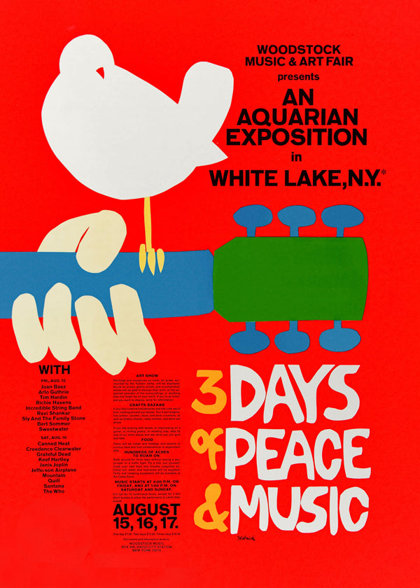 Vintage print Woodstock 3 Days of Peace | Wall art, framed prints