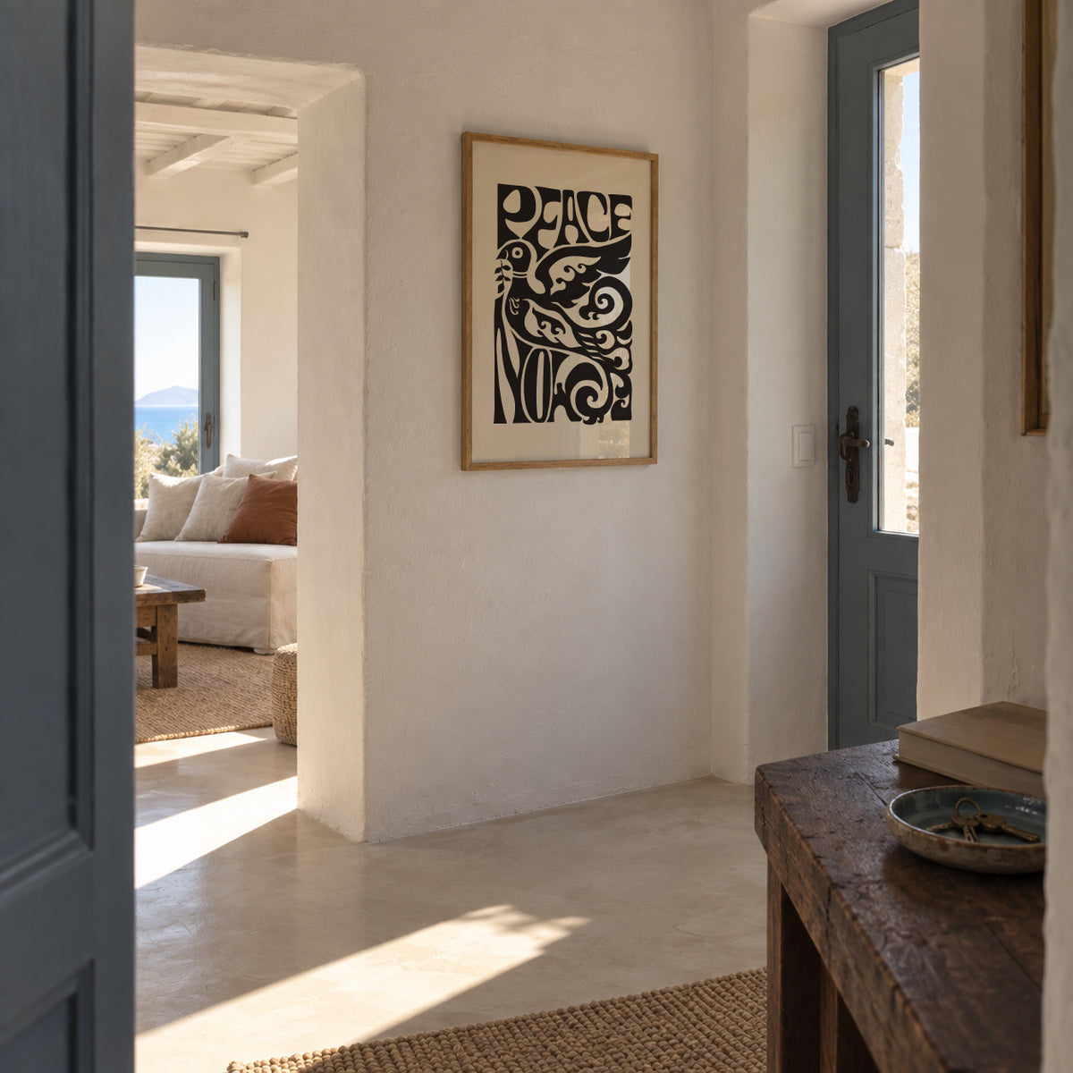 Peace Now poster, 1970 - Framed poster in an interior