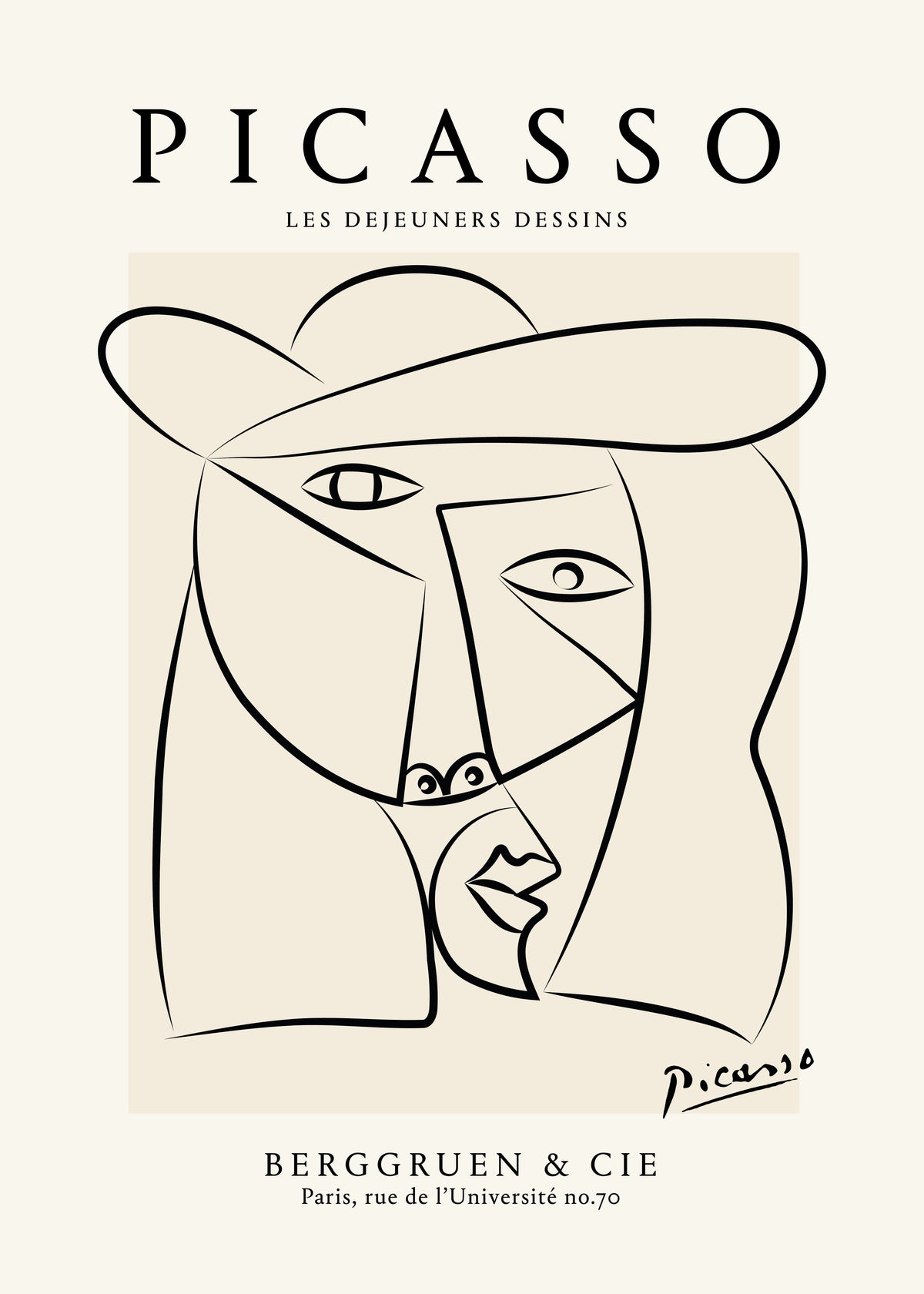 Picasso Woman in a Hat Sktech Poster - Unframed art print