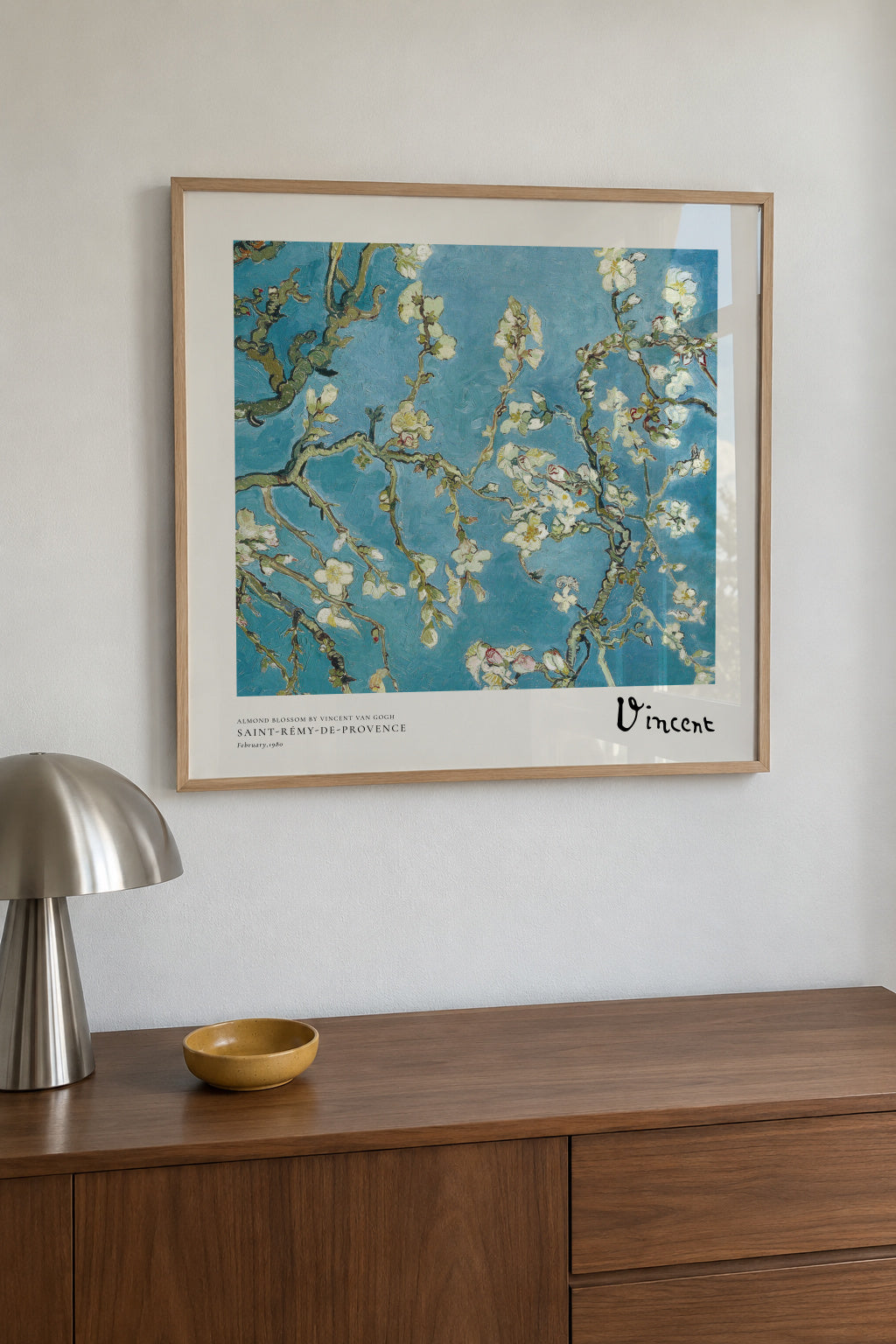 Almond blossom by Vincent van Gogh - Square - Framed poster in an interior
