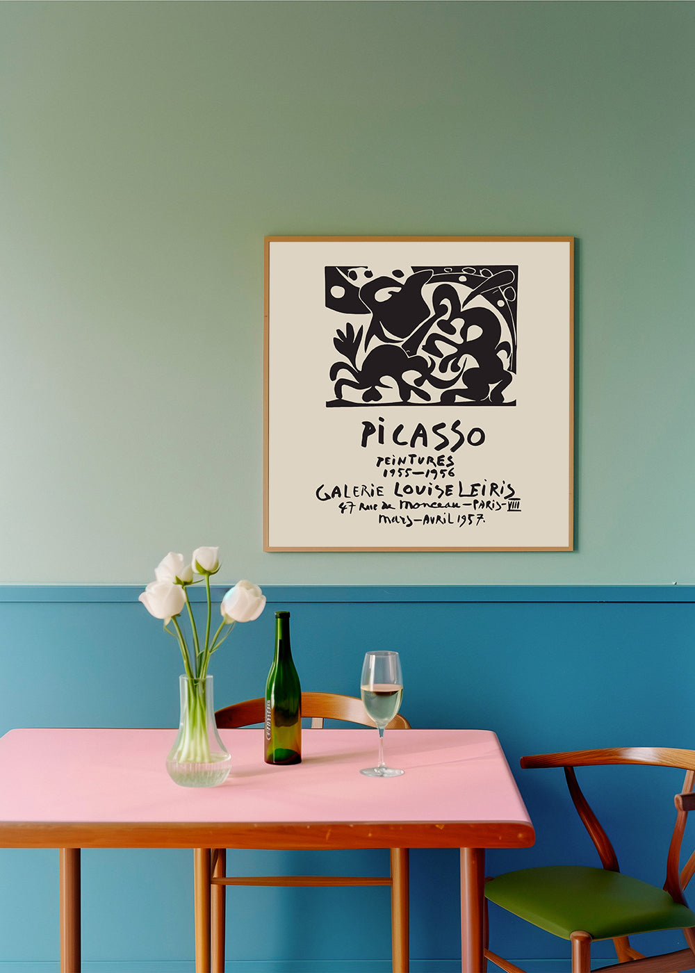 Vintage print Picasso black and beige graphic poster | Wall art