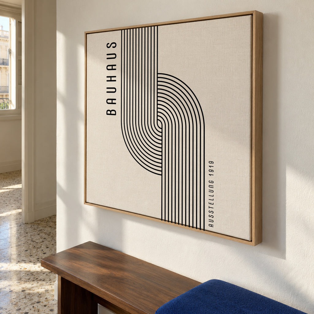 BAUHAUS AUSSTELLUNG Exhibition Poster 1919 - Square - Framed canvas in an interior