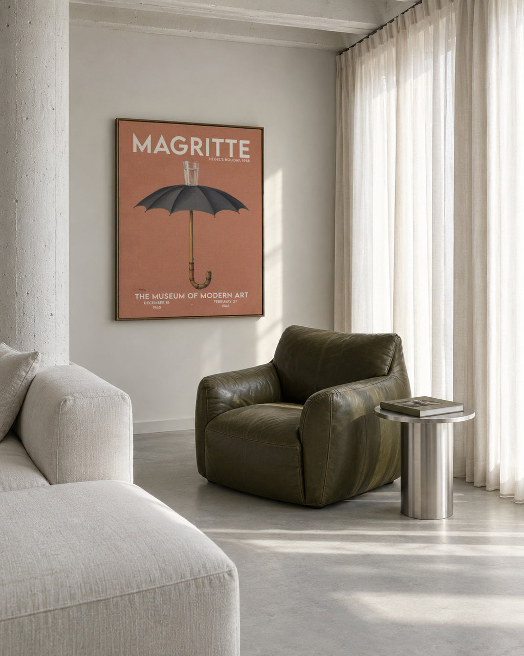 René Magritte, Les Vacances de Hegel - Framed canvas in an interior