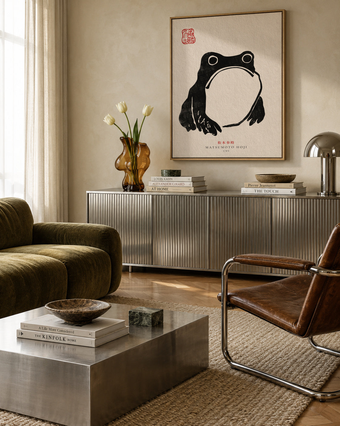 Matsumoto Hoji, Frog III - Framed canvas in an interior