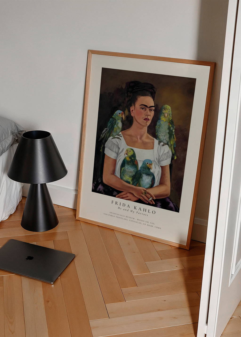 Frida Kahlo, Me and My Parrots - Framed poster in an interior