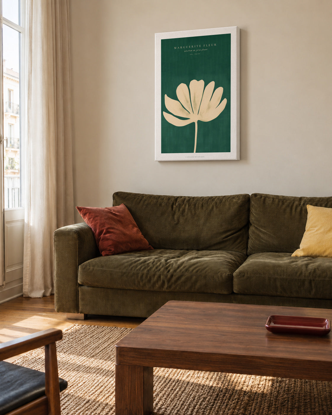 Daisy Flower (Marguerite Fleur) - Unframed canvas in an interior