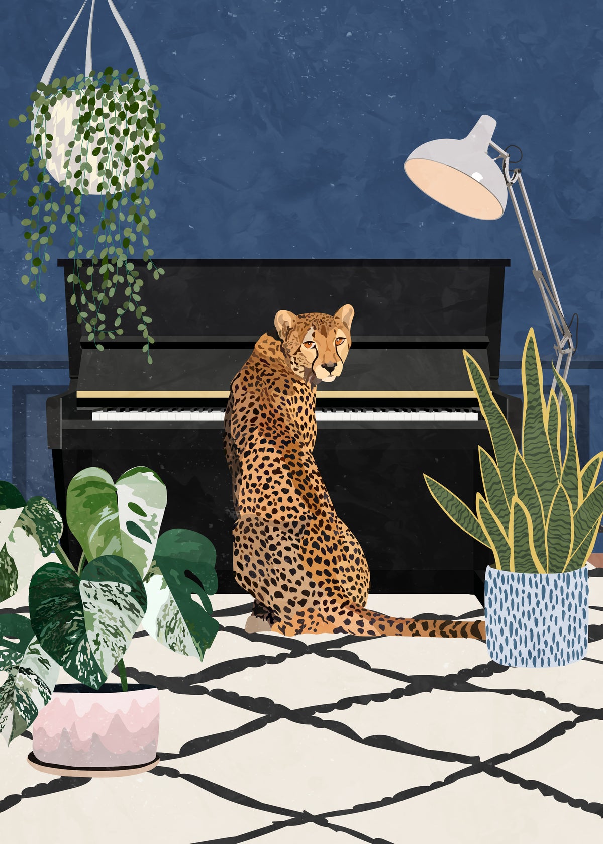 Cheetah plays the piano - Unframed art print