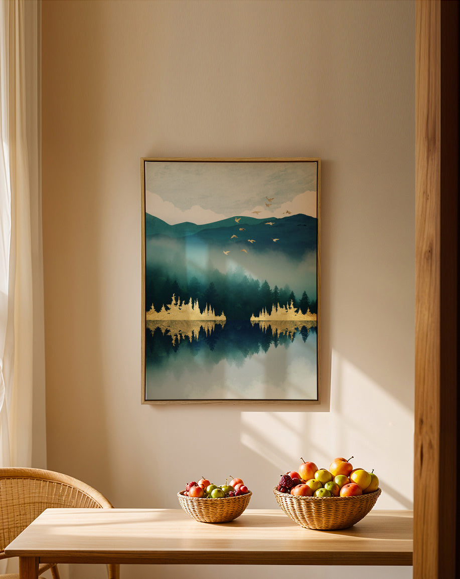 Mist Reflection - Framed canvas in an interior