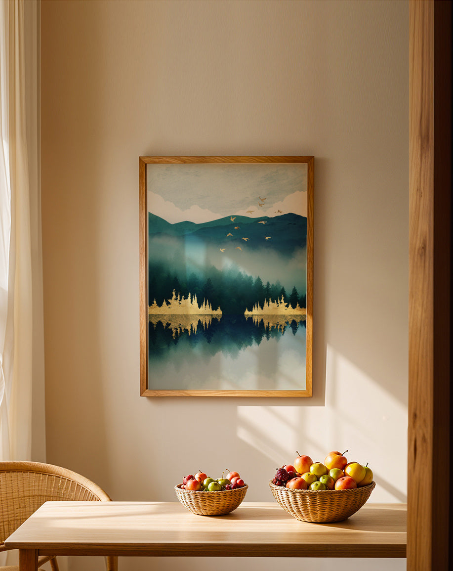 Mist Reflection - Framed poster in an interior