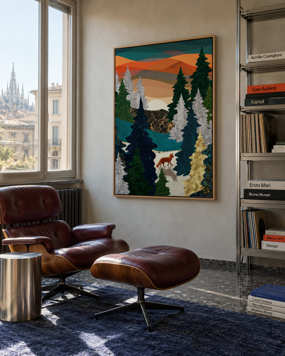 Amber Fox - Framed canvas in an interior