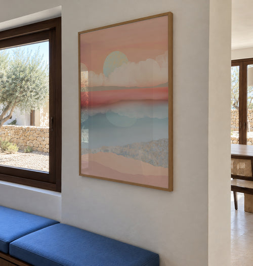 Mint Moon Beach - Framed poster in an interior