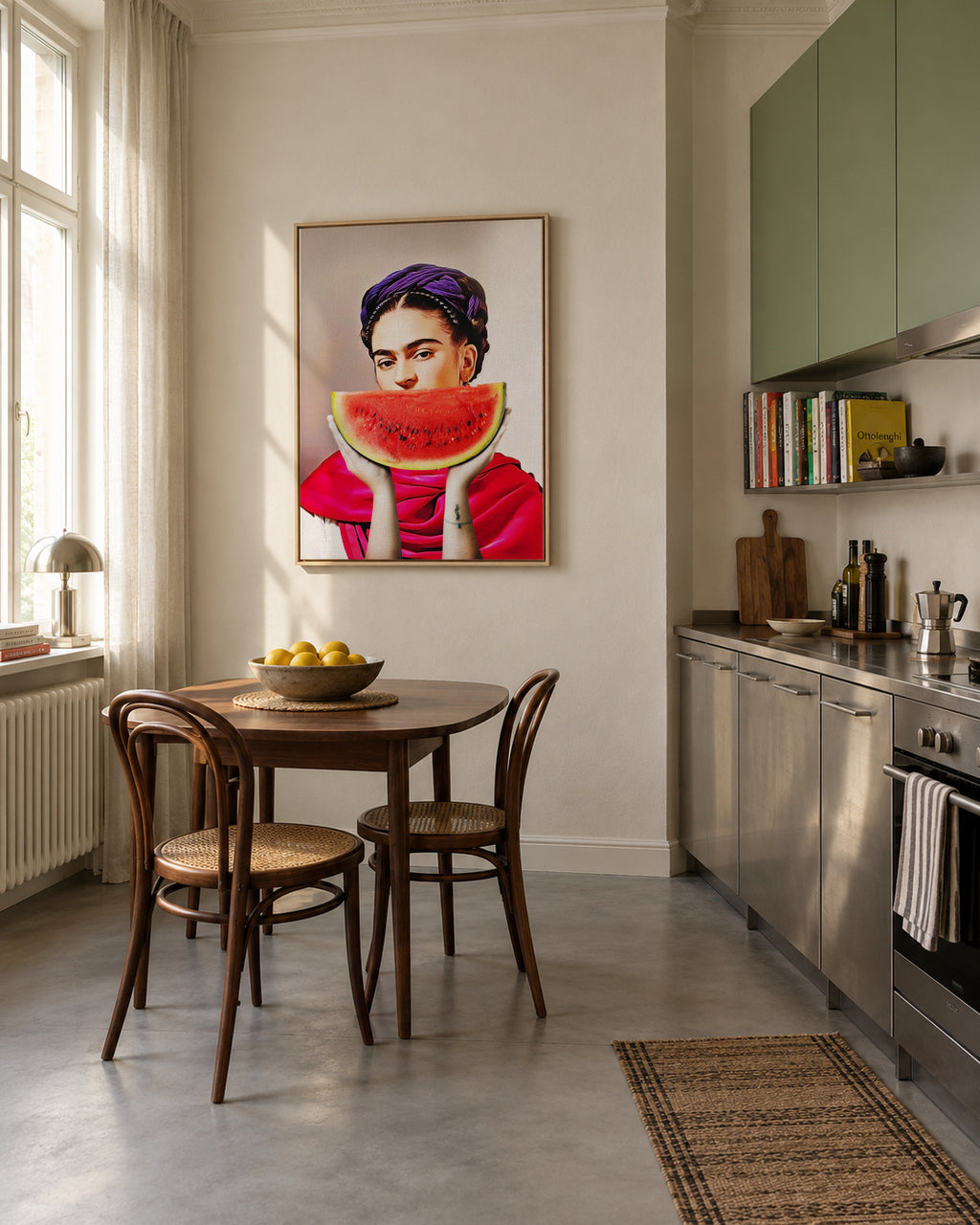 Watermelon Frida - Framed canvas in an interior