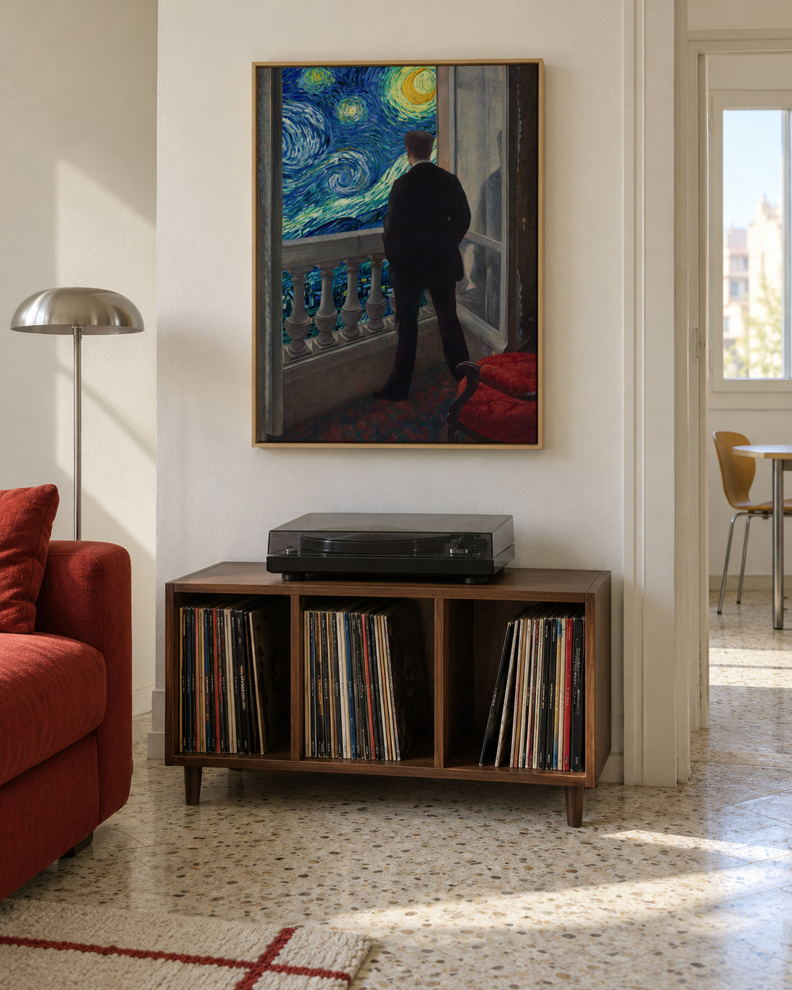 Looking a starry night - Framed canvas in an interior