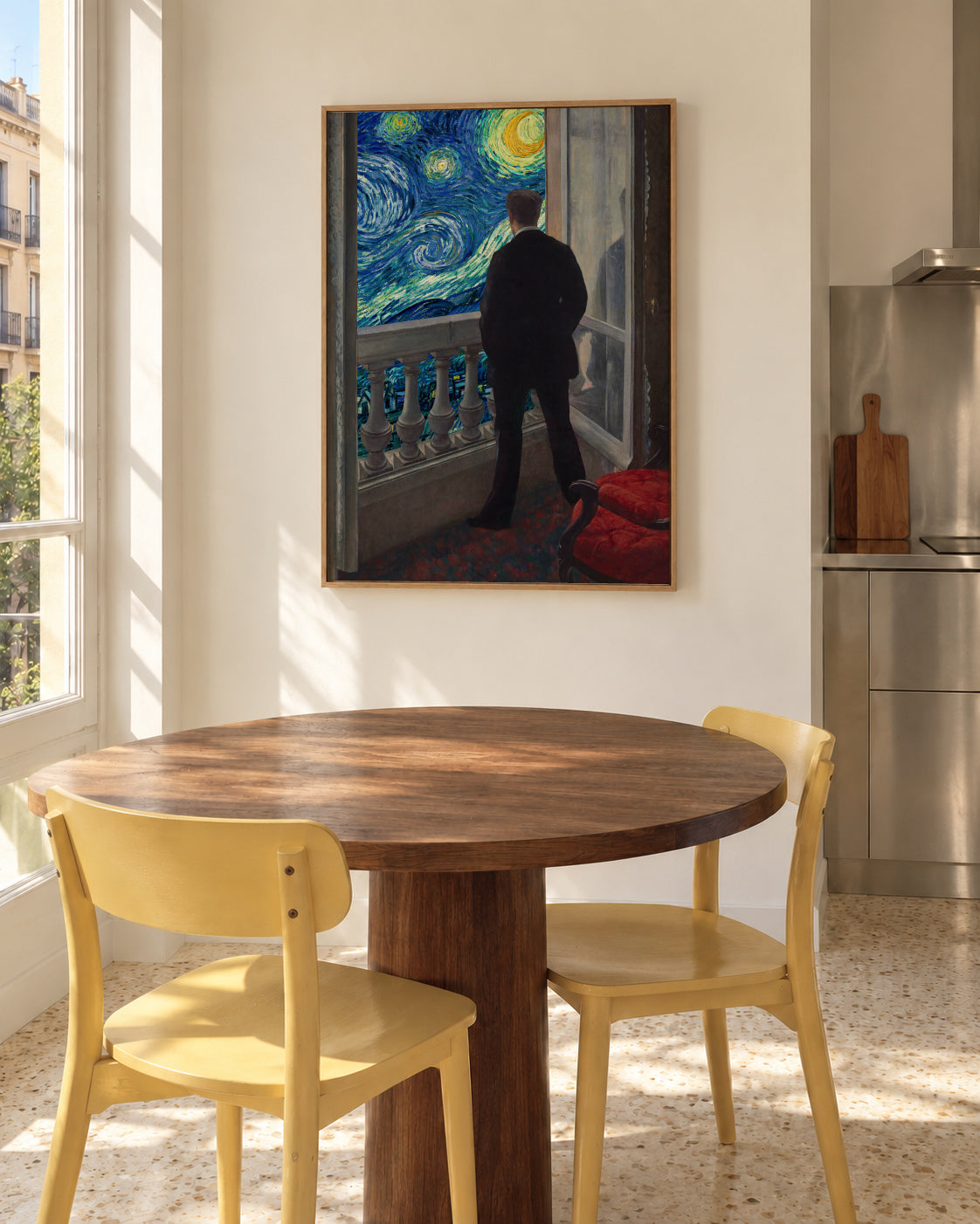 Looking a starry night - Framed canvas in an interior