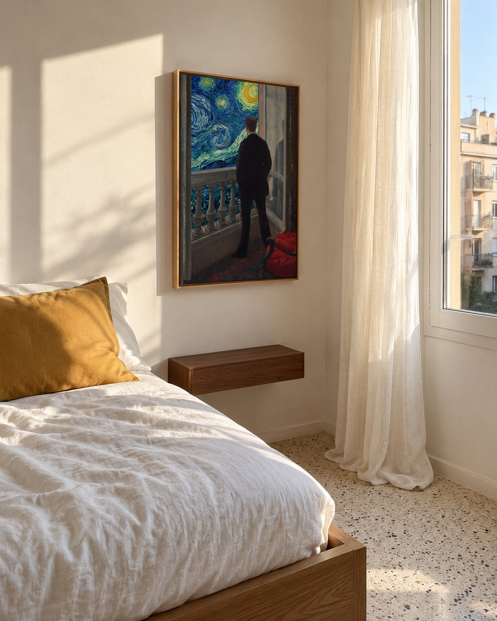 Looking a starry night - Framed canvas in an interior