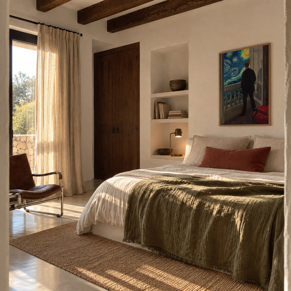 Looking a starry night - Framed poster in an interior