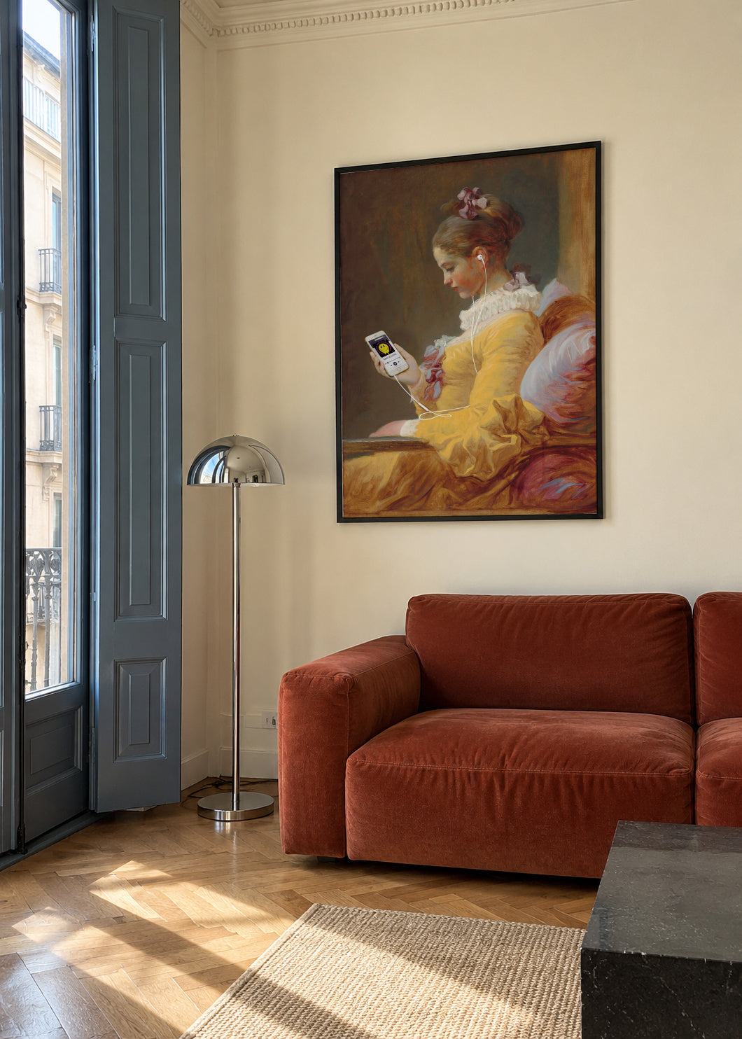 Listening a new track - Framed poster in an interior