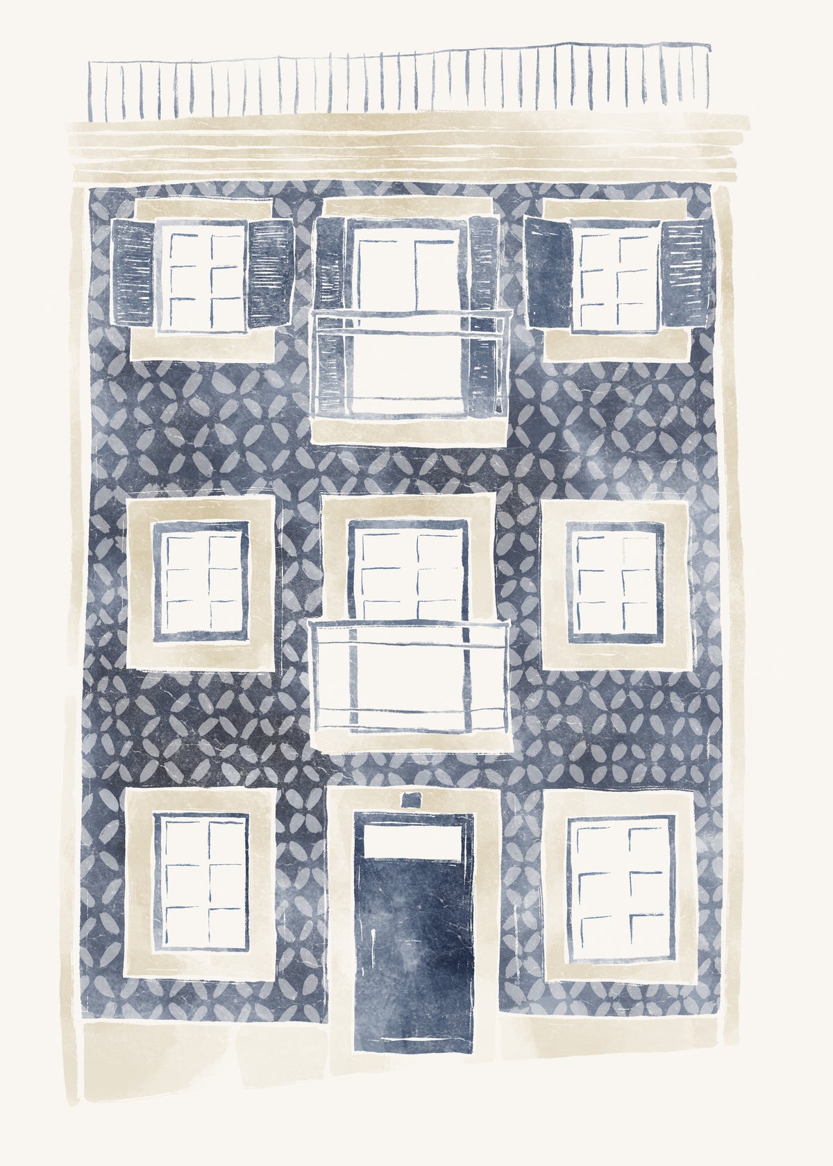 Blue Portuguese Building - Unframed art print