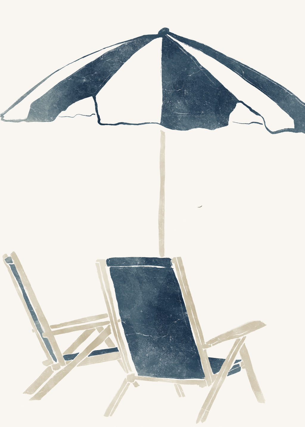 Blue Umbrella and Chairs - Unframed art print