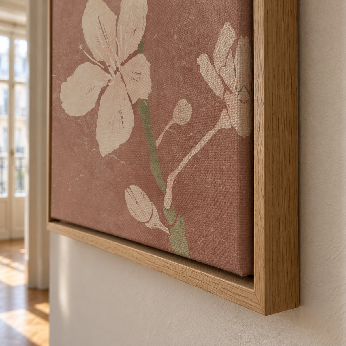 Pink Blossom II - Framed canvas detail