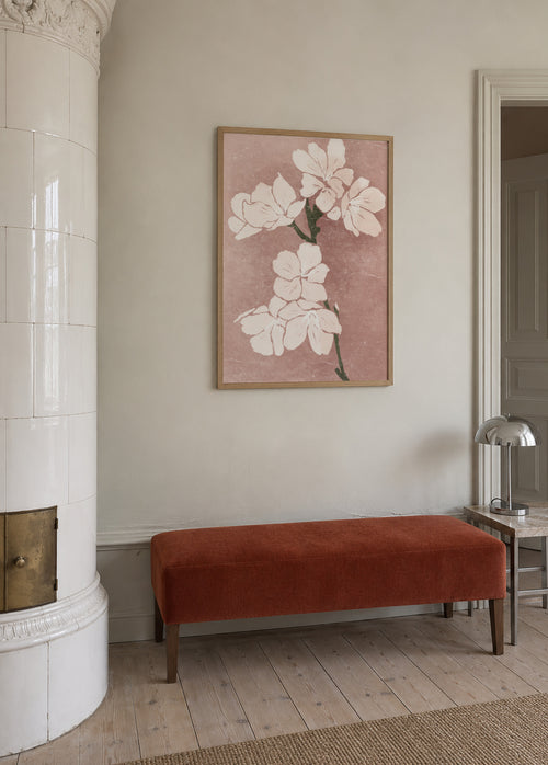 Pink Blossom III - Framed poster in an interior
