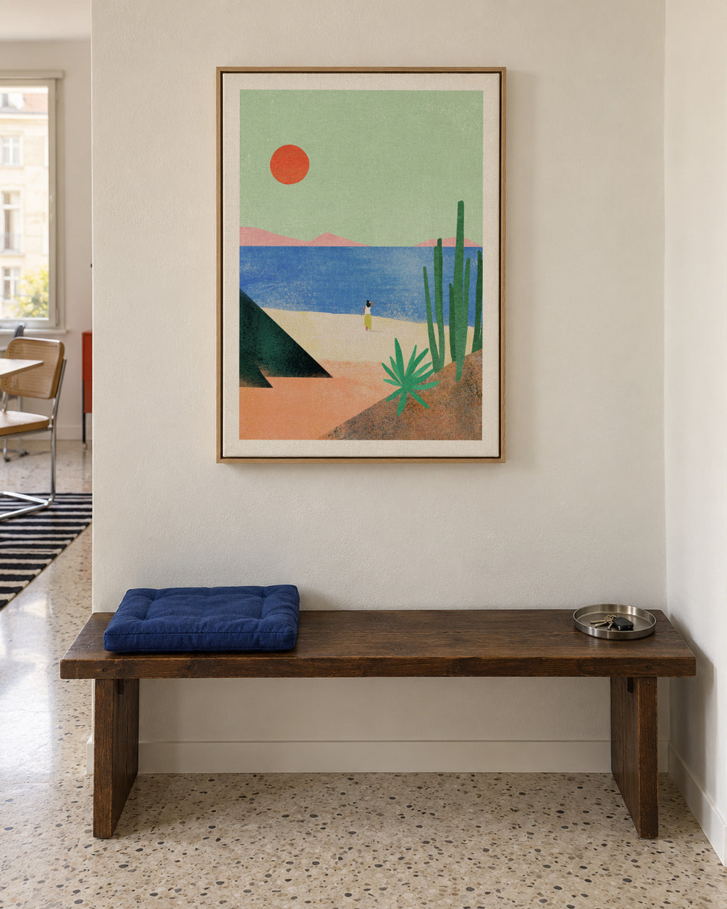Beach Girl II - Framed canvas in an interior