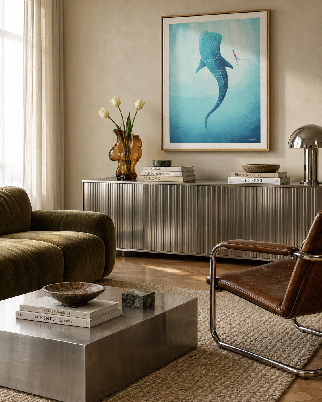 Whale Shark - Framed canvas in an interior