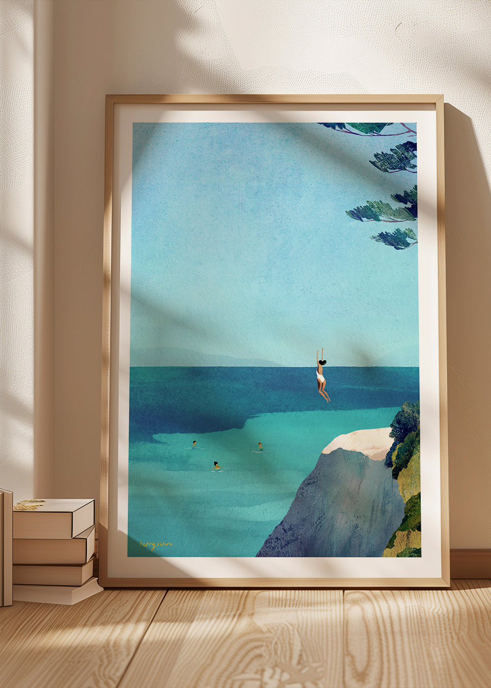 Landscape art of cliff and sea illustration | Wall art, framed