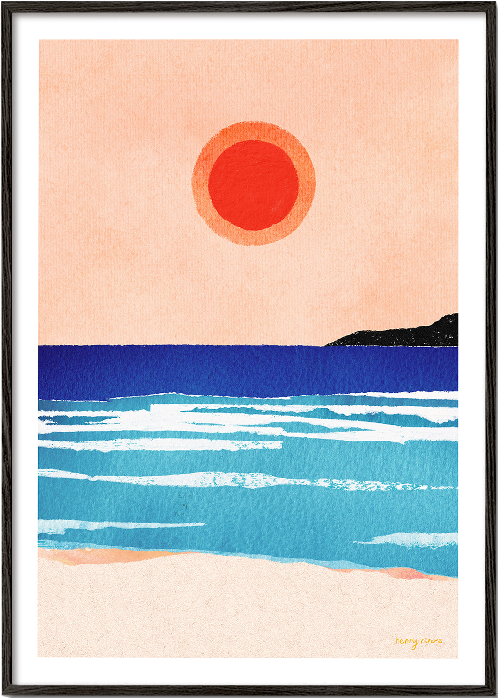 Landscape art Ocean sunset- minimalist painting