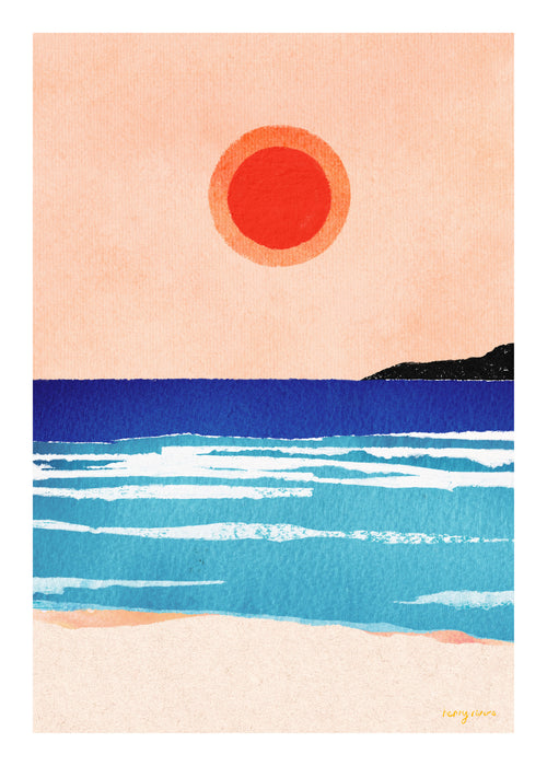 Ocean sunset- minimalist painting - Unframed art print