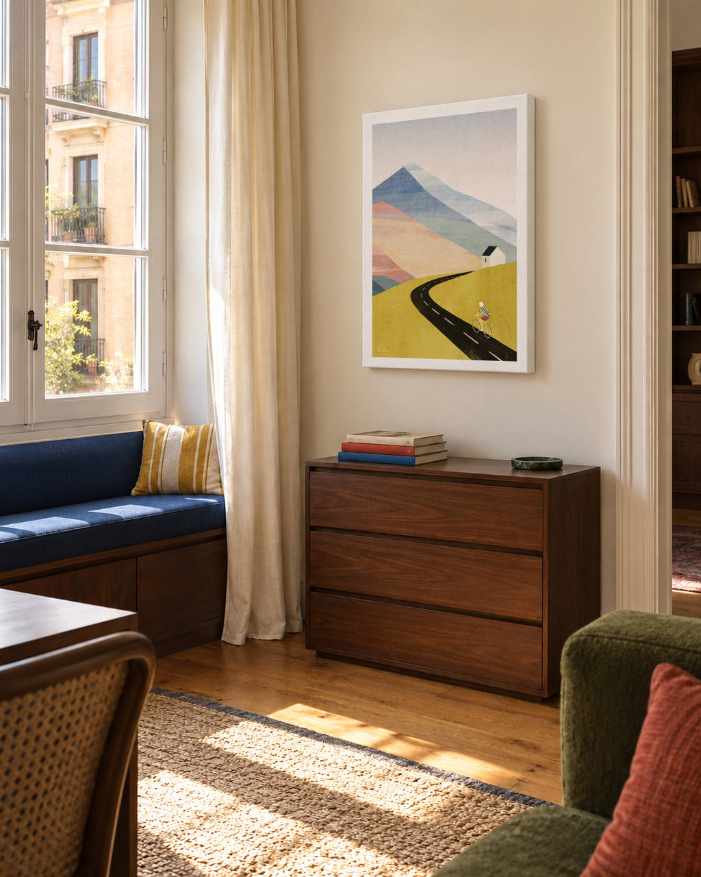 Cycling in the mountains - Unframed canvas in an interior