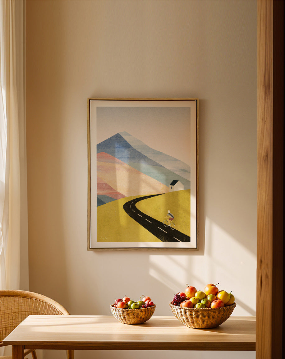 Cycling in the mountains - Framed canvas in an interior