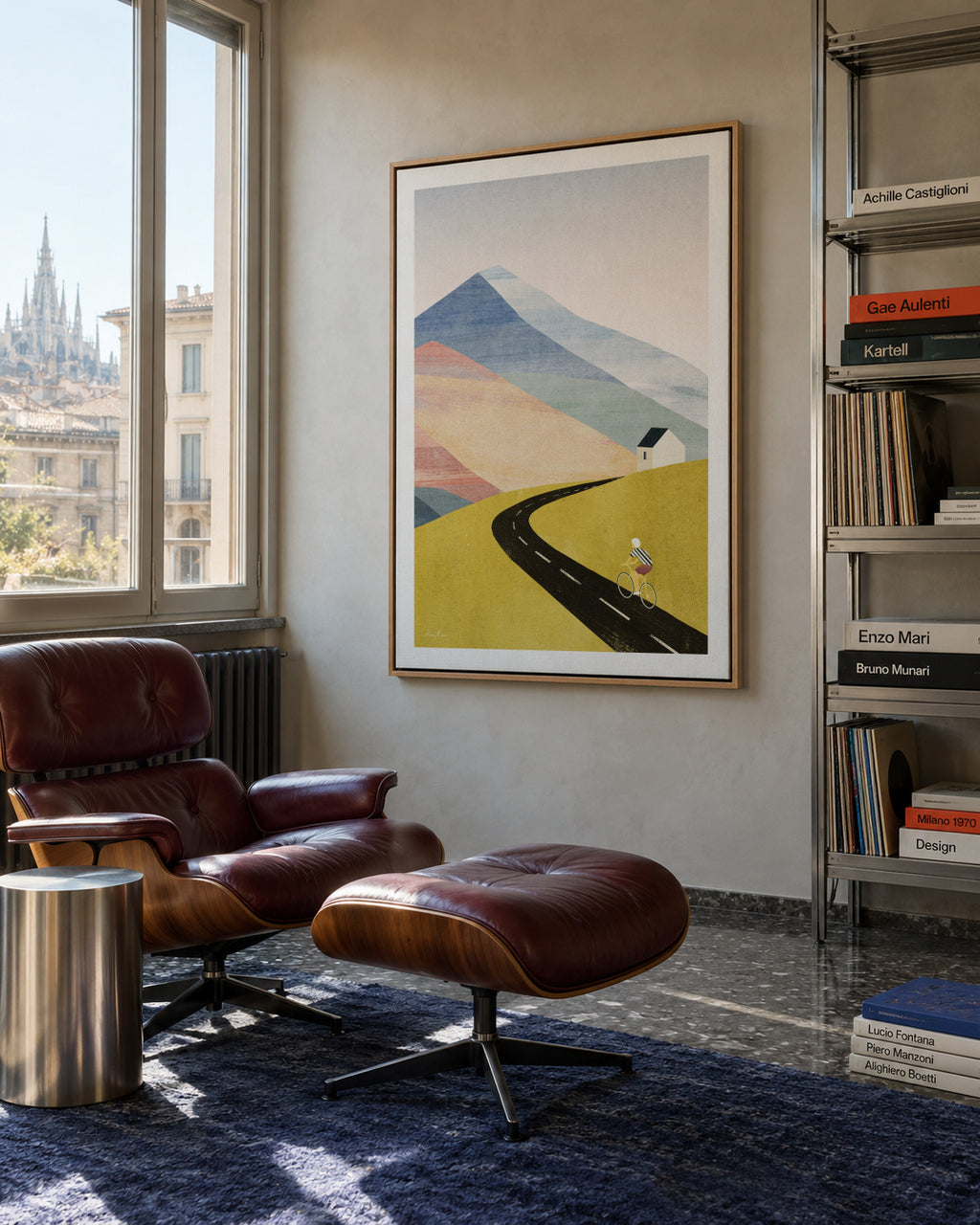Cycling in the mountains - Framed canvas in an interior