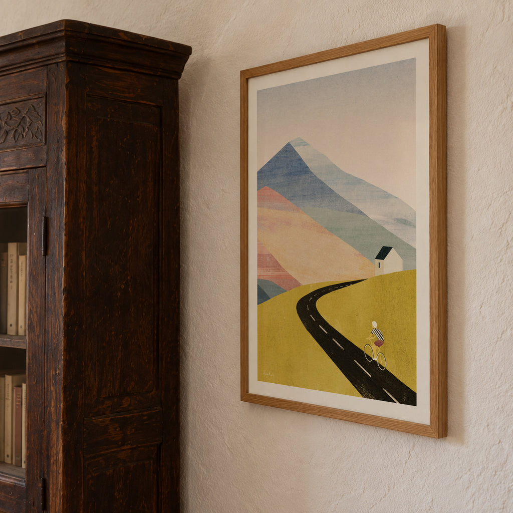 Cycling in the mountains - Framed poster detail