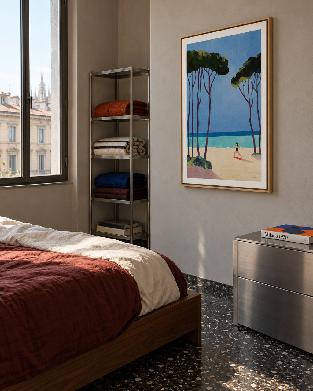 Beach yoga - Framed canvas in an interior