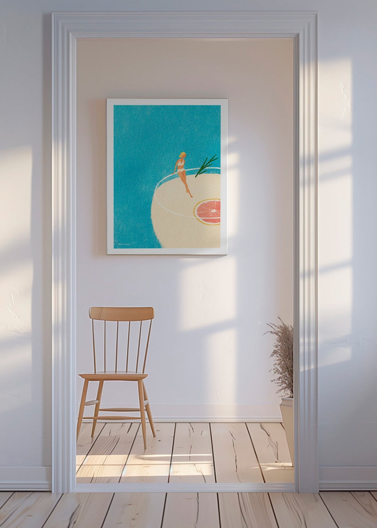 Kitchen art Gin and Tonic illustration with figure – Canvas