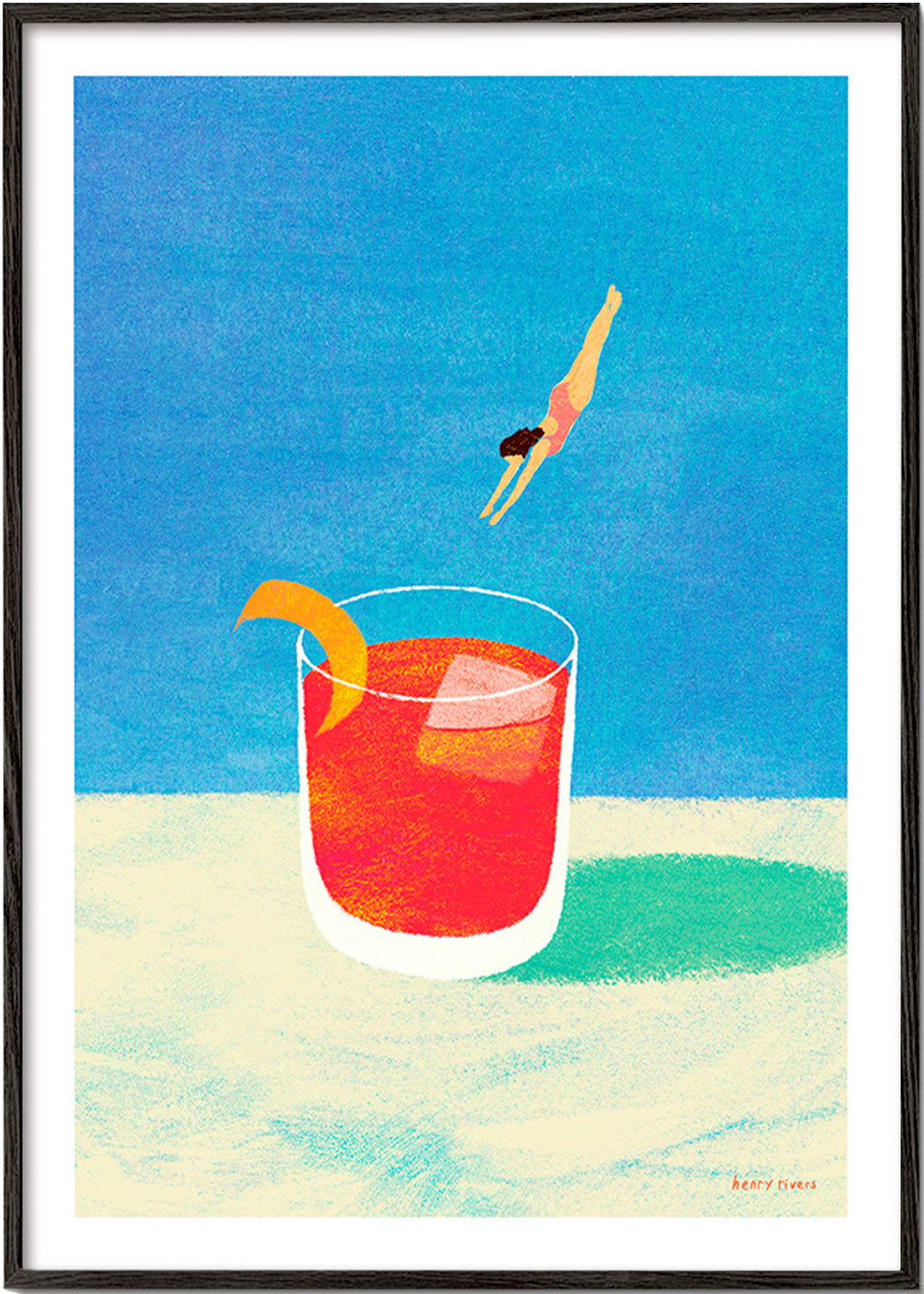 Kitchen art: Negroni dive scene – Black Frame