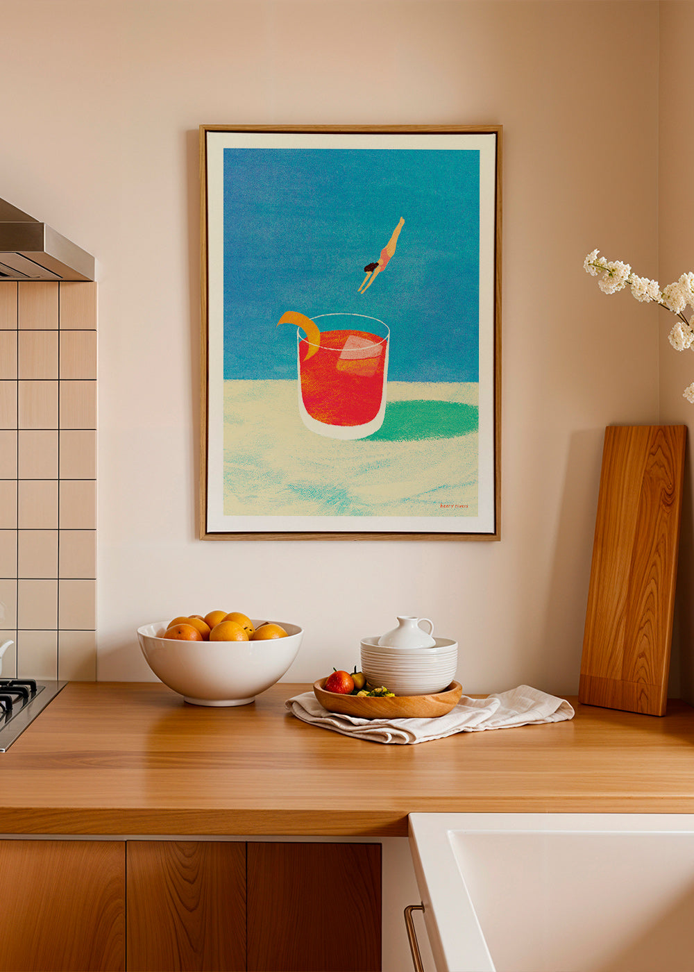 Kitchen art: Negroni dive scene – Canvas1
