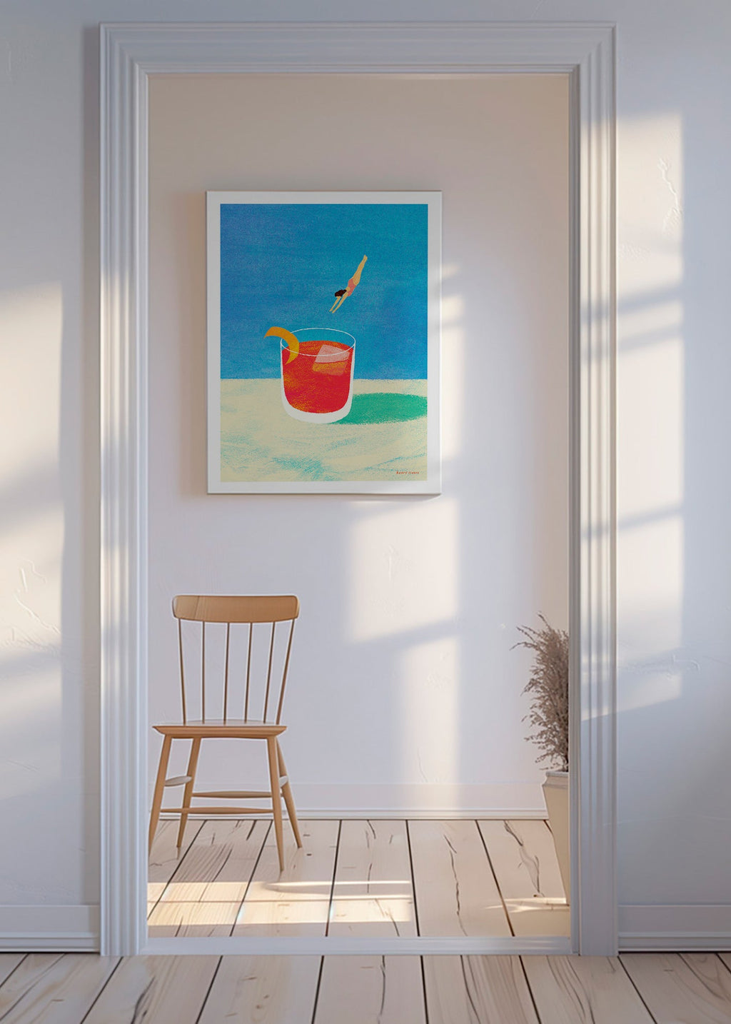 Kitchen art: Negroni dive scene – Canvas