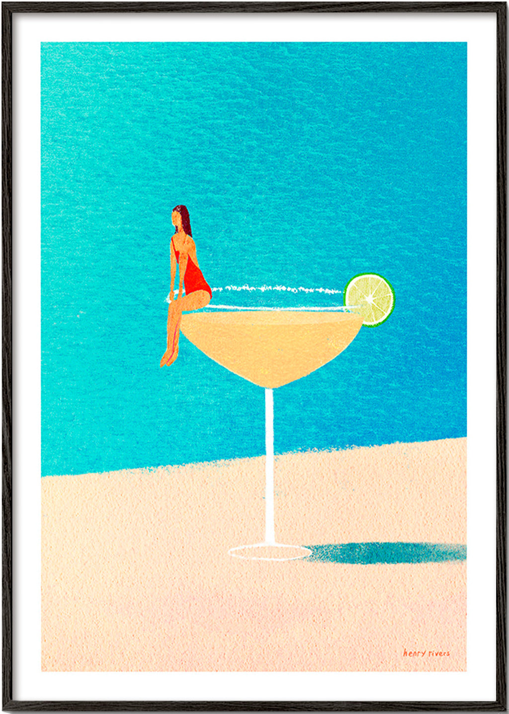 Kitchen art: Margarita glass illustration – Black Frame