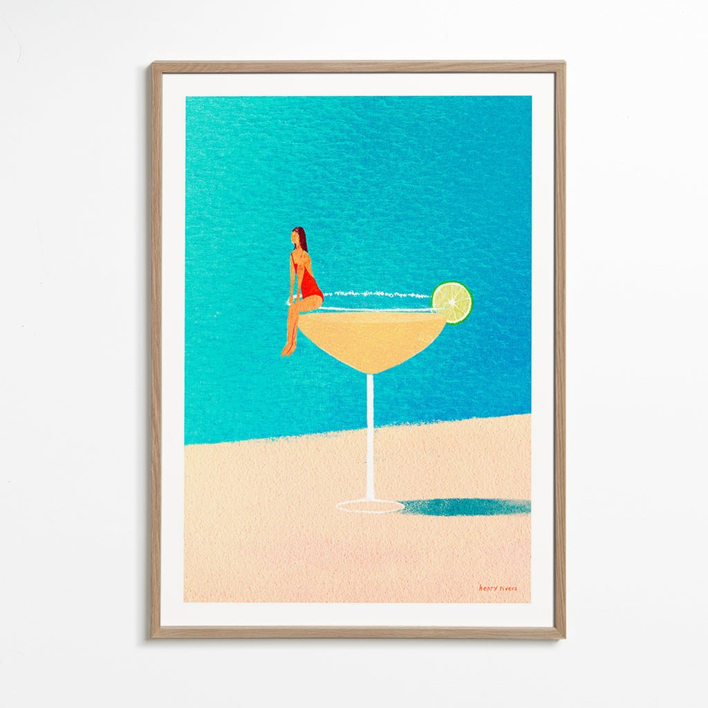 Kitchen art: Margarita glass illustration – Oak Frame