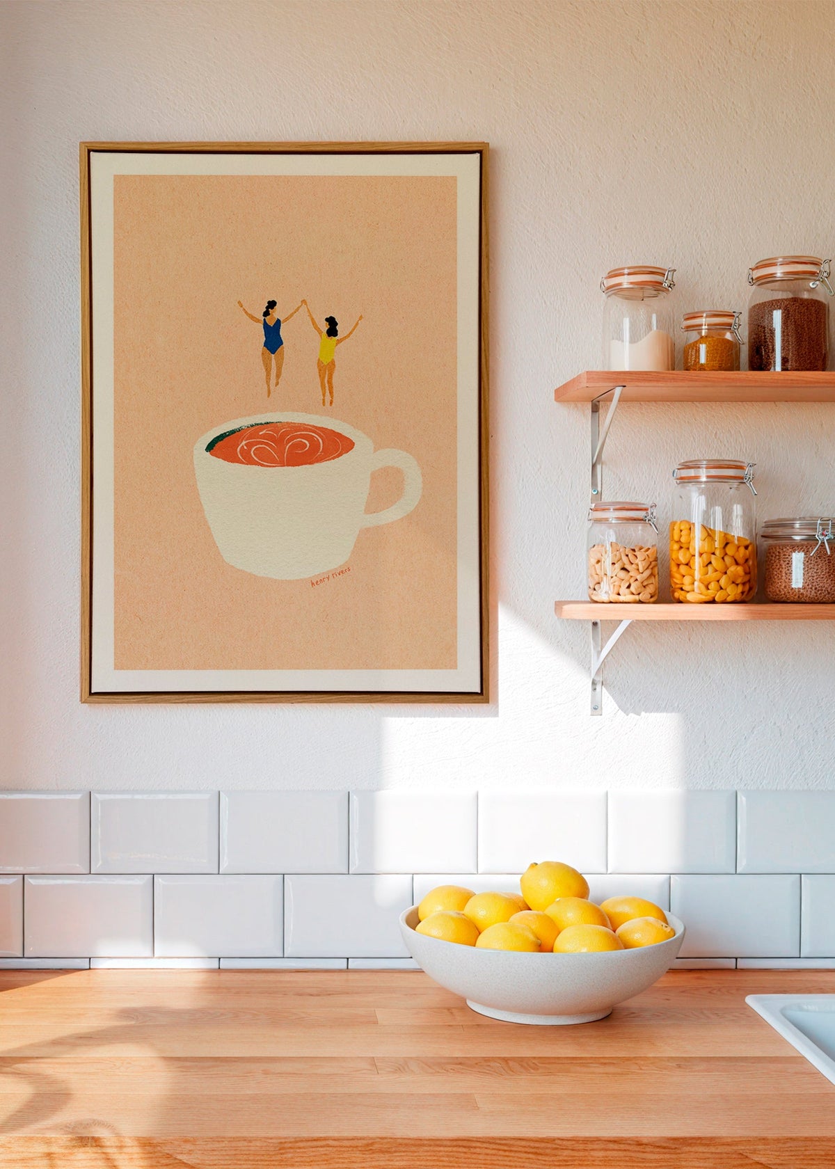 Kitchen art with cup and swimmers – Canvas1