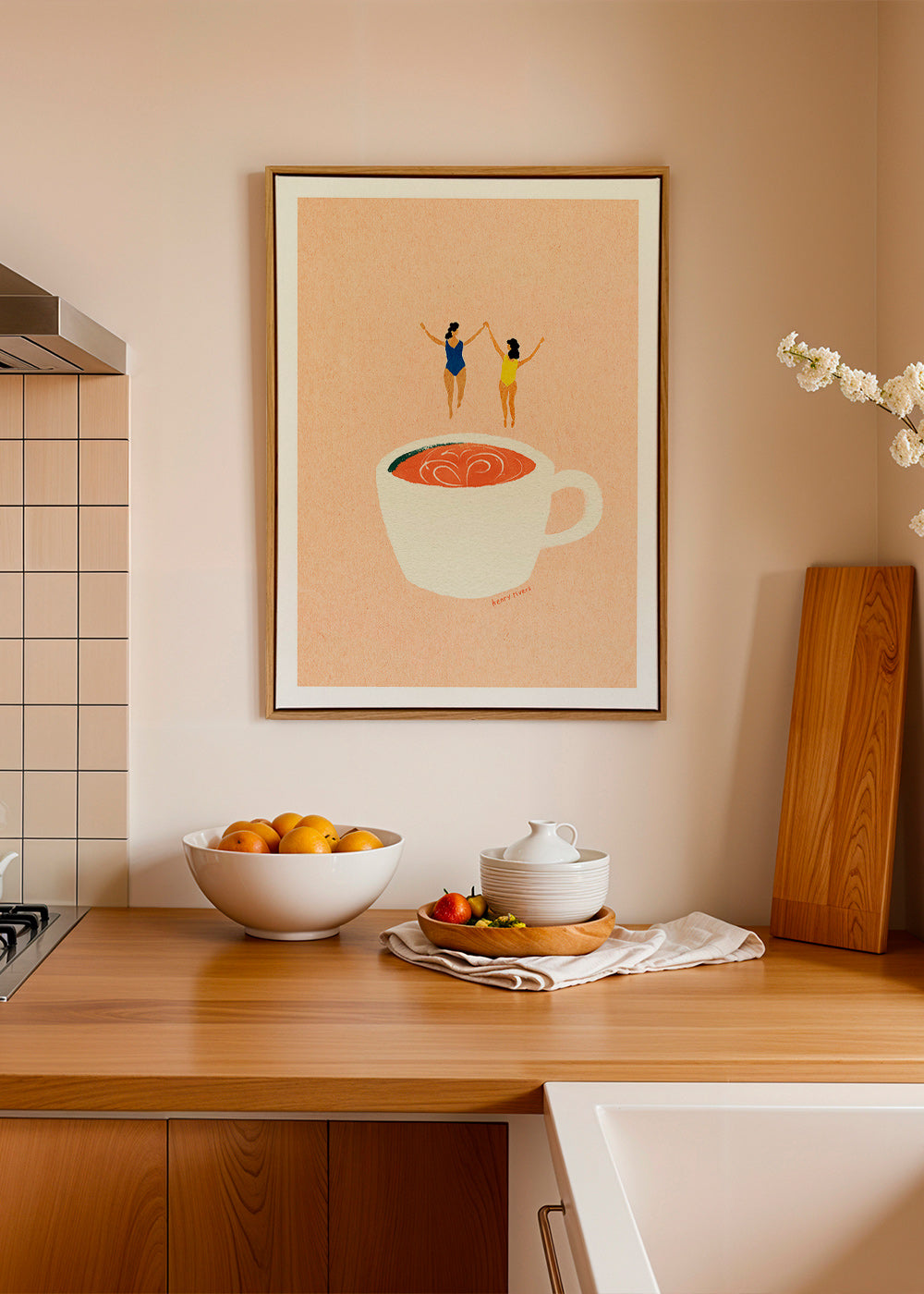 Kitchen art with cup and swimmers – Canvas2