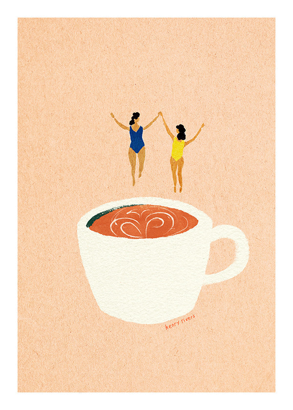 Kitchen art with cup and swimmers