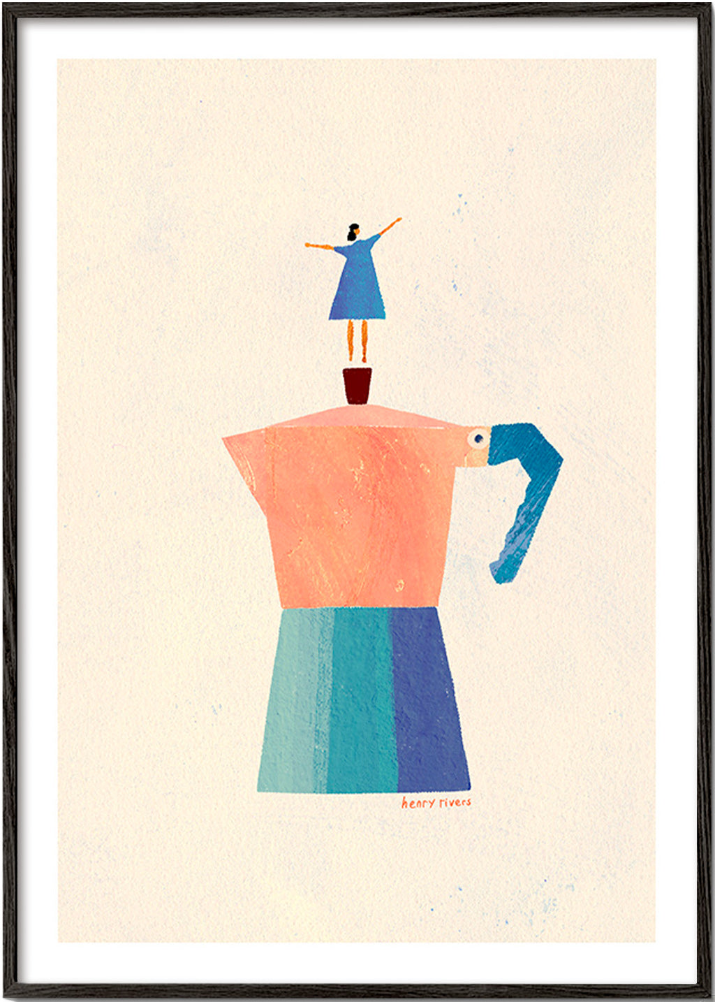 Kitchen art with playful moka silhouette – Black Frame