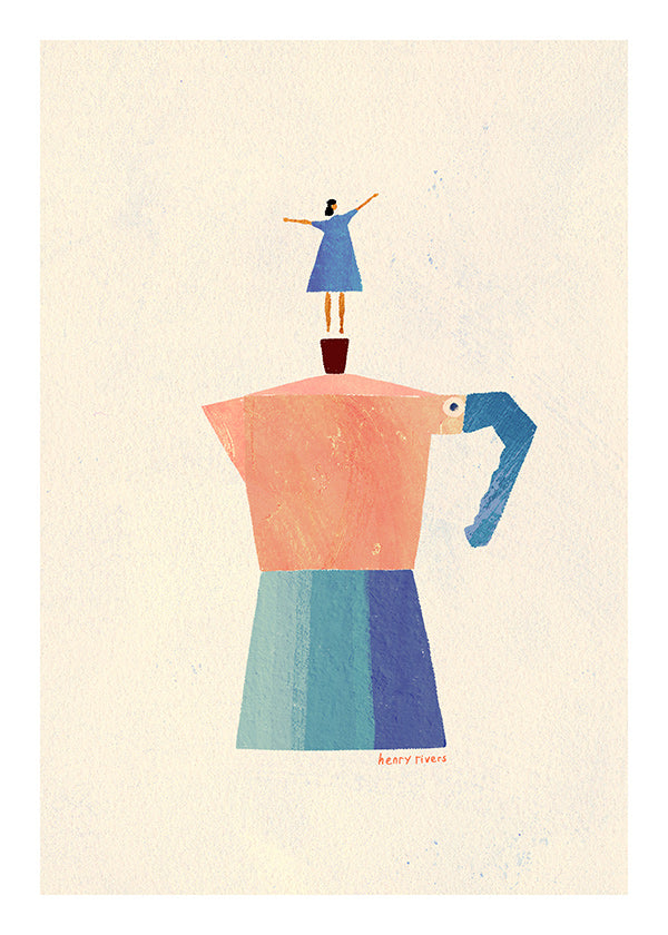 Kitchen art with playful moka silhouette