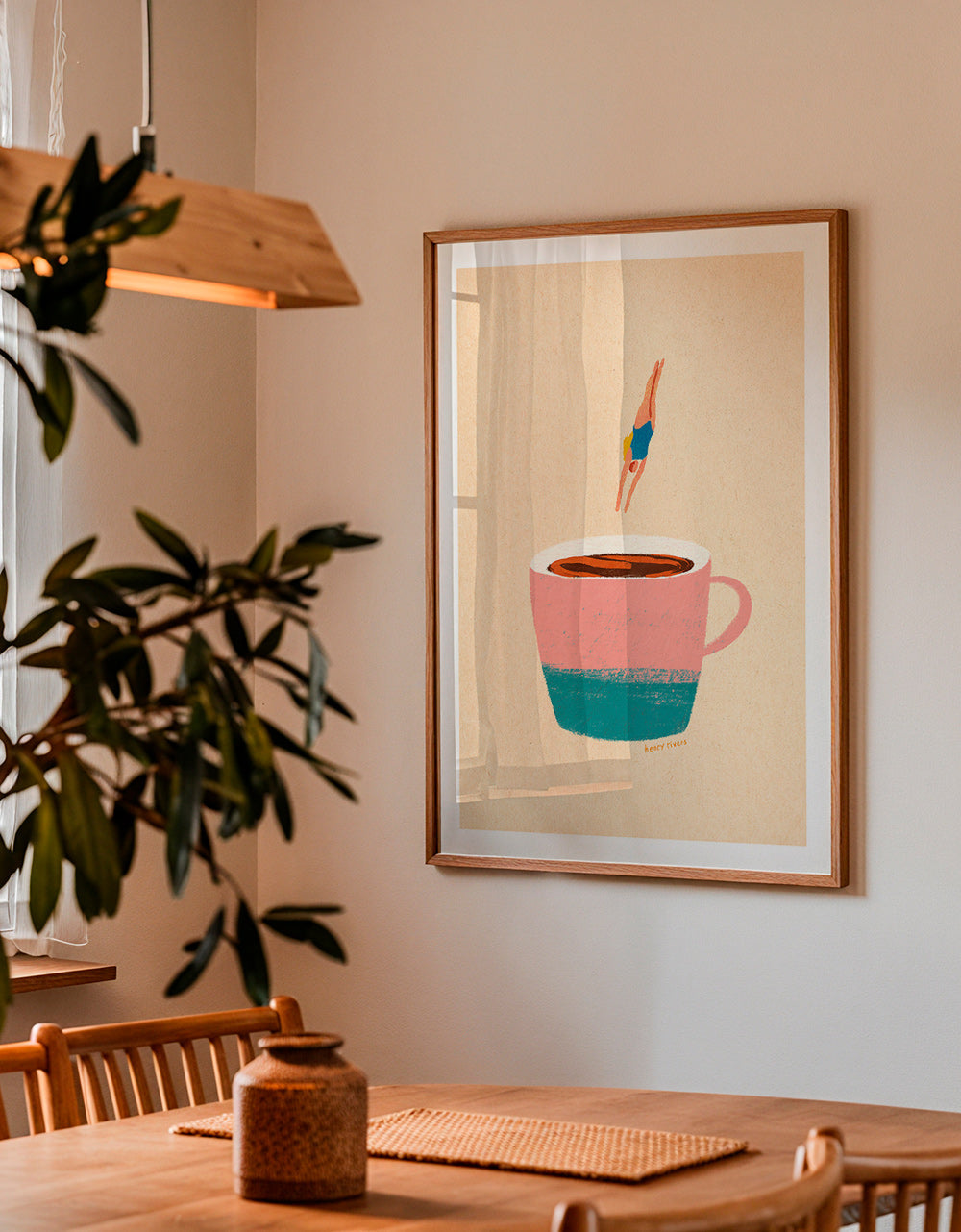 Kitchen art: pink cup with diver – Product3