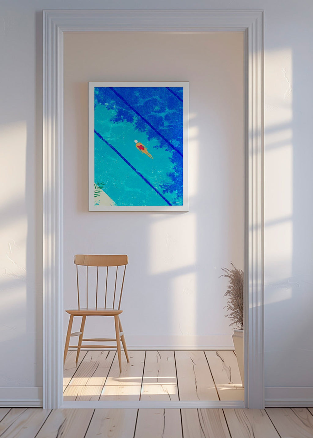 Swimmer illustration over pool – Canvas