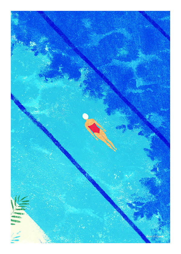 Swimmer illustration over pool